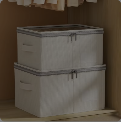 Foldable Storage Bins with Lids, Set of 4